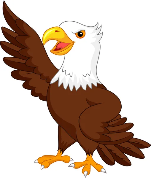 Desenhos animados de águia bonito acenando — Vetor de Stock