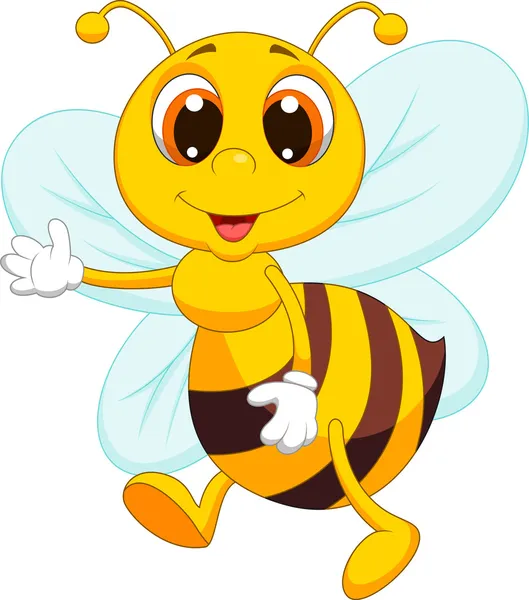 Lindo abeja dibujos animados — Vector de stock