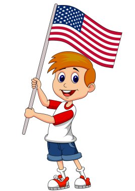 Amerikan bayrağı ile şirin çocuk