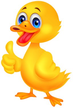 Cute baby chicken with thumb up clipart