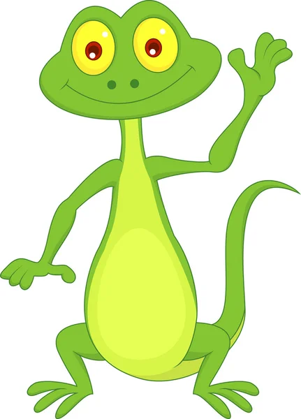 Cute green lizard cartoon — Stock Vector