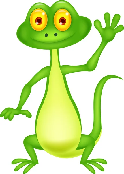 Cute green lizard cartoon — Stock Vector