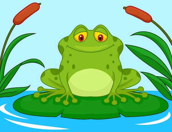 Mignon grenouille dessin animé — Image vectorielle