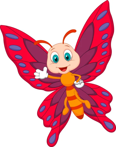 Linda mariposa de dibujos animados — Vector de stock