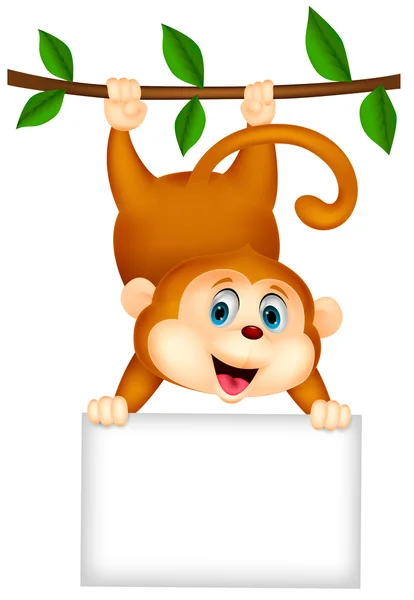 Cute małpy z pusty znak — Wektor stockowy