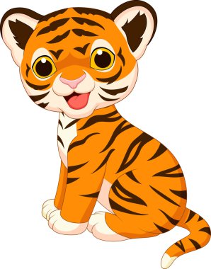 Cute baby tiger cartoon clipart