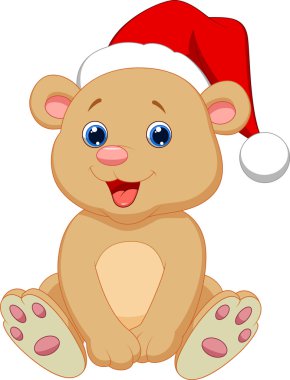 kırmızı şapka giyen sevimli yavru ayı