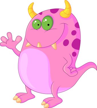 sevimli pembe canavar karikatür
