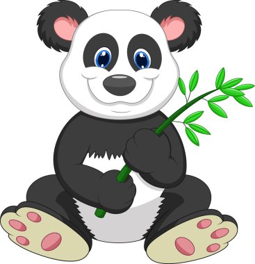 Bambu yiyen sevimli panda çizgi film