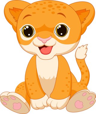 Cute baby leopard cartoon clipart