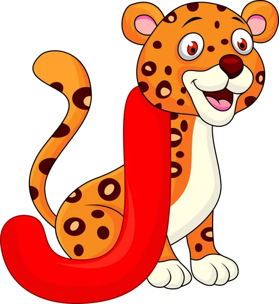 Alfabet j met jaguar cartoon — Stockvector