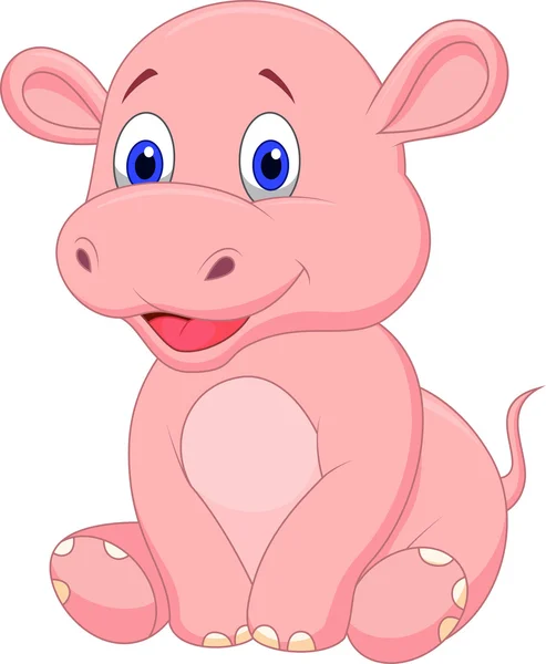 Cute baby hippo cartoon — Stock Vector