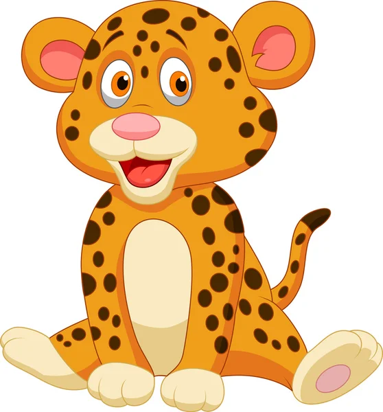 Lindo bebé leopardo de dibujos animados — Vector de stock