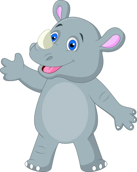 Schattig rhino cartoon zwaaien — Stockvector