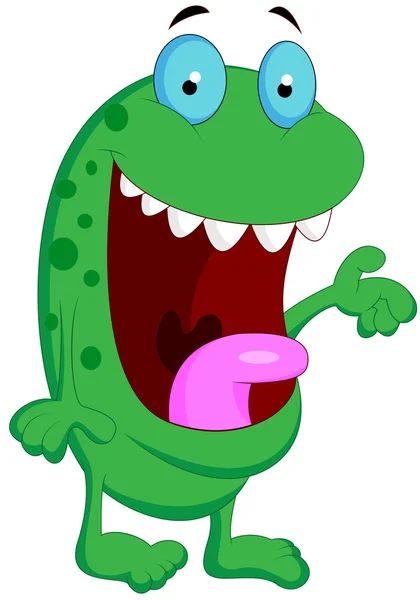 Schattig groene monster cartoon — Stockvector