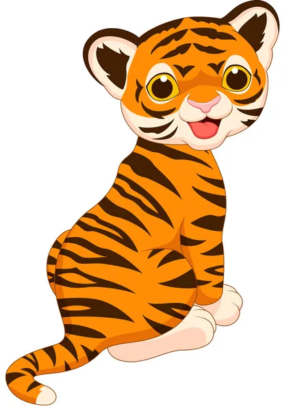 Lindo bebé tigre de dibujos animados — Vector de stock