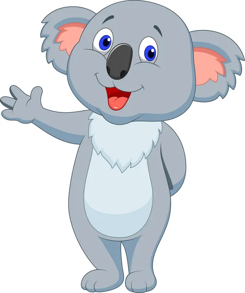 Carino koala cartone animato mano ondulante — Vettoriale Stock