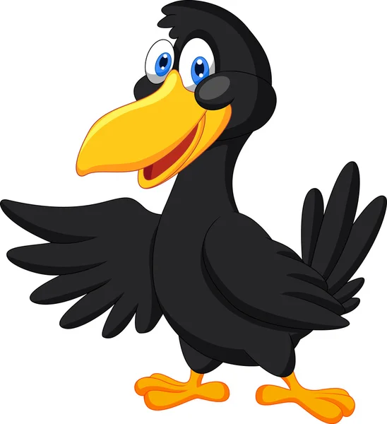 Cute raven cartoon waving — Stock Vector