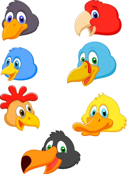 Bird head cartoon collection — Stock Vector