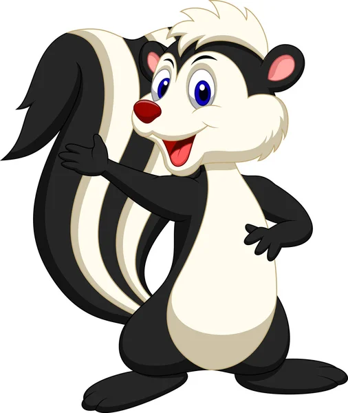 Carino skunk cartone animato mano ondulante — Vettoriale Stock