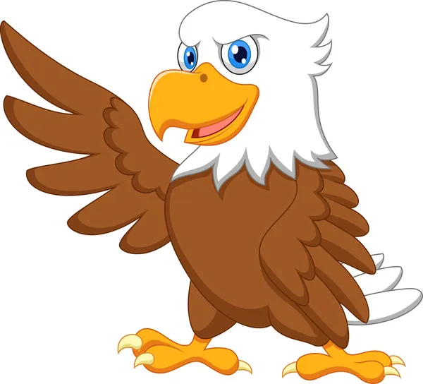 Schattig eagle cartoon zwaaien — Stockvector