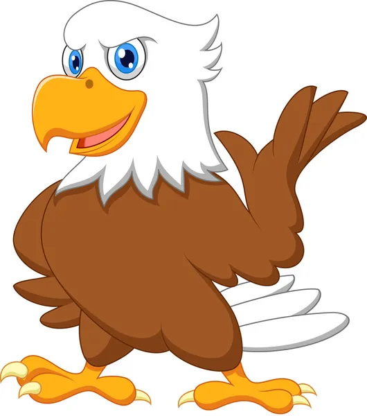 Lindo águila de dibujos animados ondeando — Vector de stock