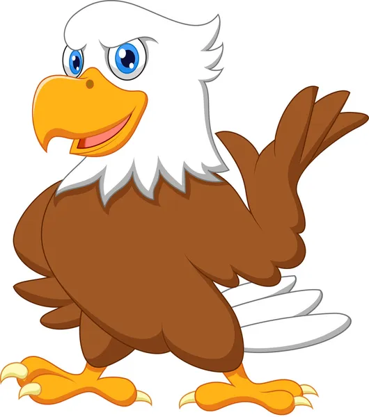 Cute eagle cartoon waving — Stock Vector