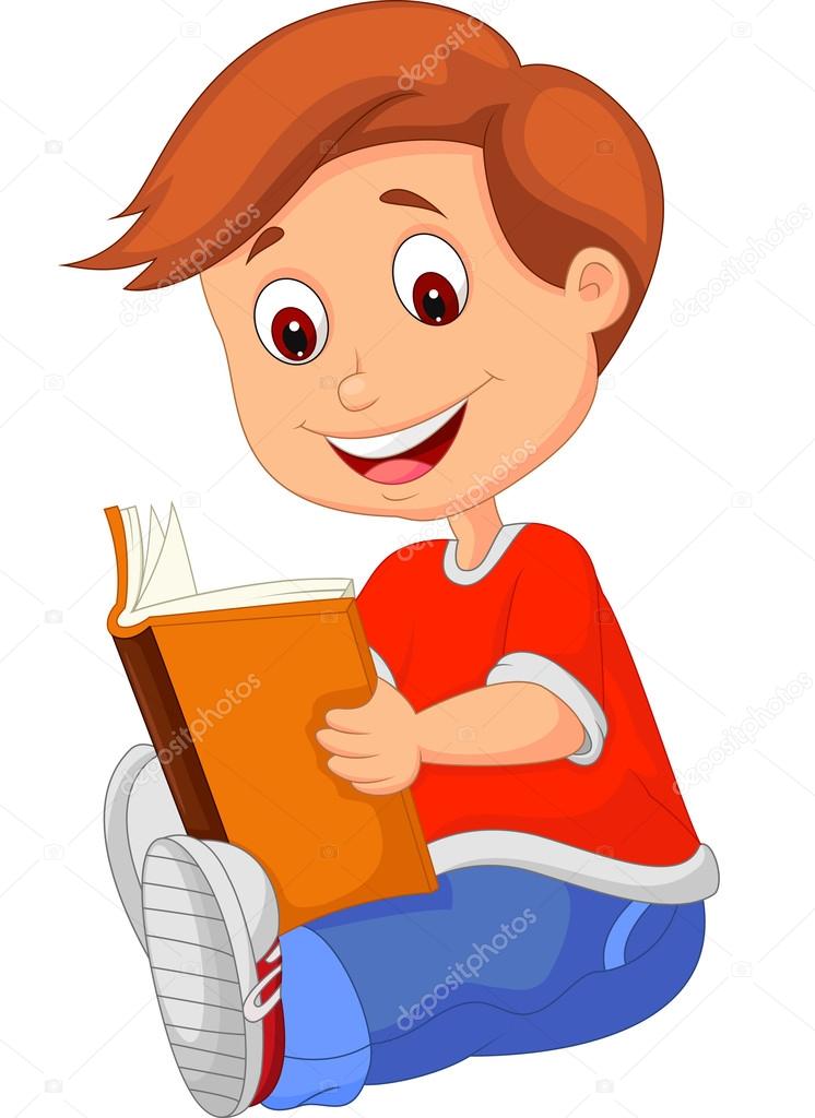 Young boy reading book