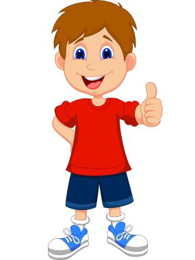 Cartoon boy giving you thumbs up clipart