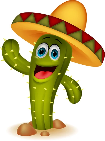 Karakter kartun kaktus imut - Stok Vektor
