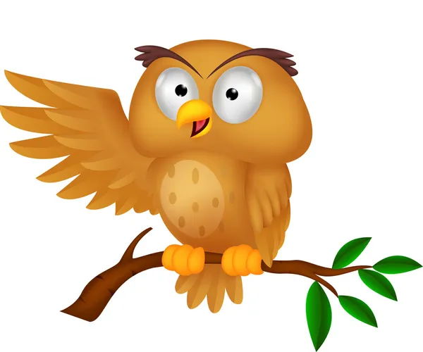 Cute owl cartoon waving — Stock Vector