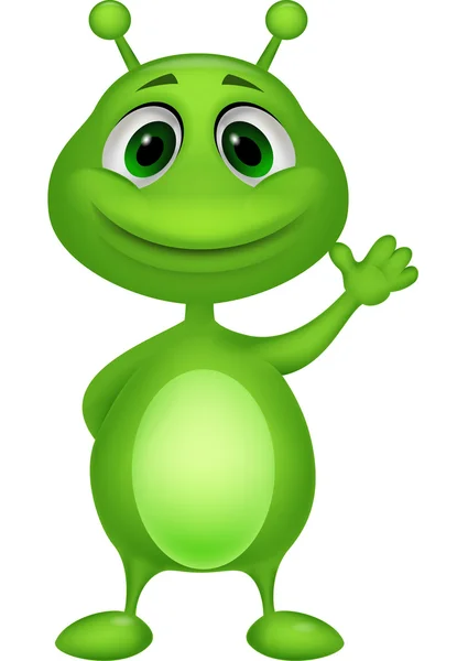 Schattig groene buitenaardse cartoon — Stockvector