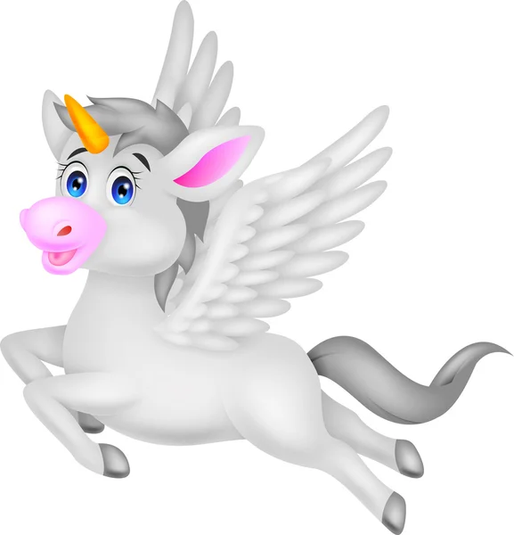 Dessin animé cheval licorne blanc — Image vectorielle
