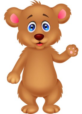 şirin bebek ayı karikatür el sallayarak