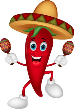 marakas ile dans mutlu chili biber karikatür