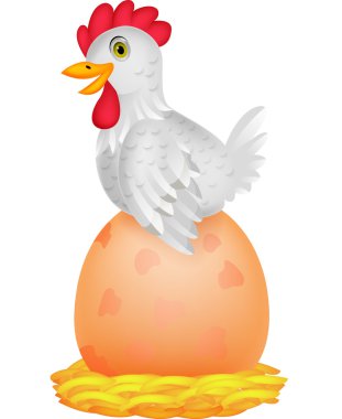 Hen karikatür ile dev yumurta