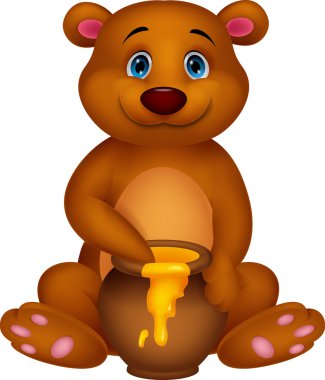 sevimli ayı karikatür bal ile