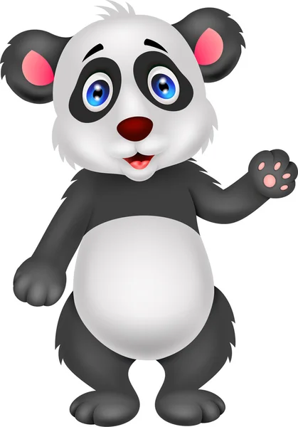 Bebê panda desenho animado acenando mão — Vetor de Stock