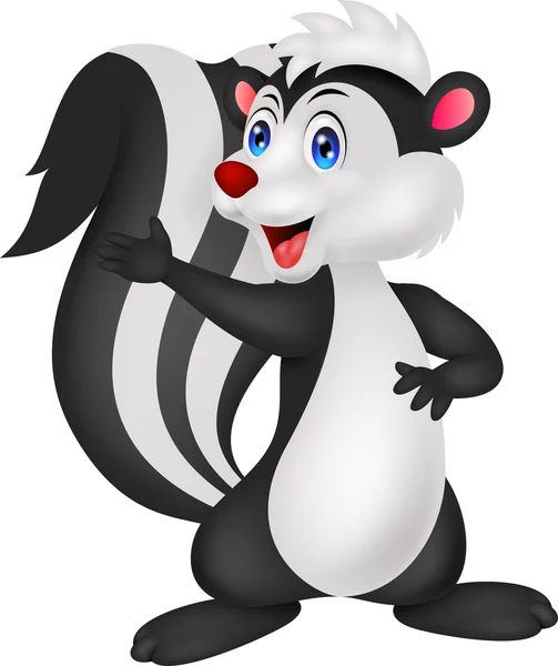 Cute skunk cartoon waving hand — Stock Vector