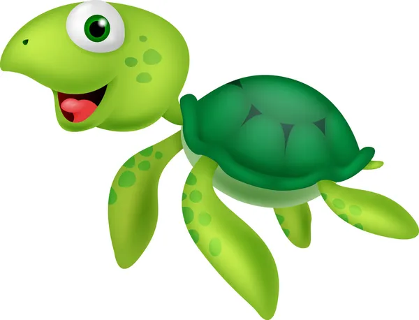 귀여운 녹색 거북 만화 — 스톡 벡터