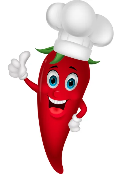 Chef-kok chili cartoon met duim omhoog — Stockvector