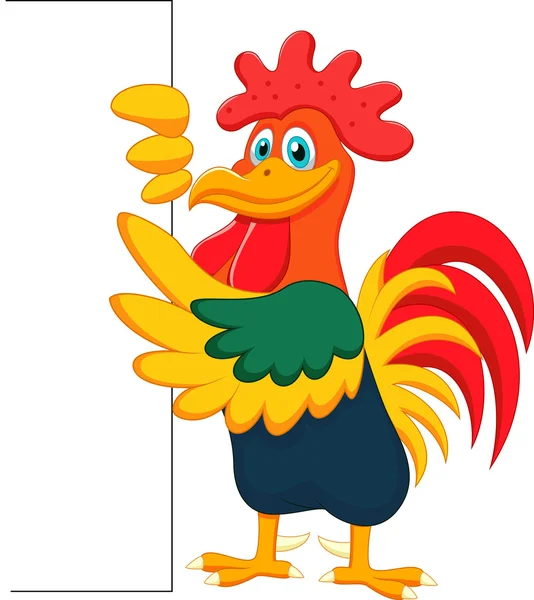 Cute rooster with banner — Stock Vector