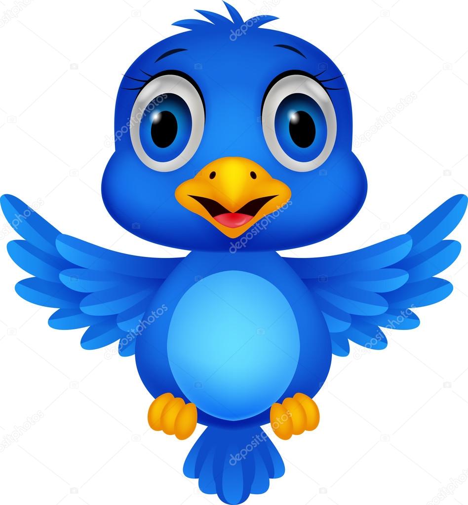 Cute blue bird cartoon