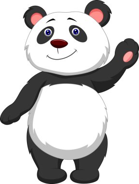 sevimli panda çizgi film sallayarak