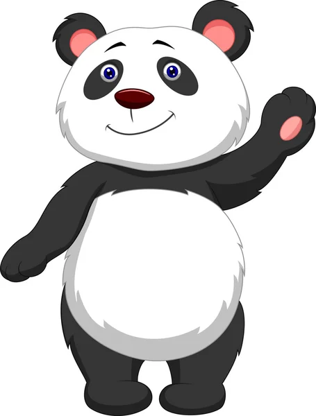 Lindo panda de dibujos animados ondeando — Vector de stock