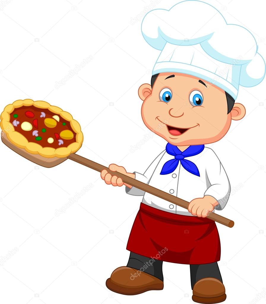 Little chef with pizza