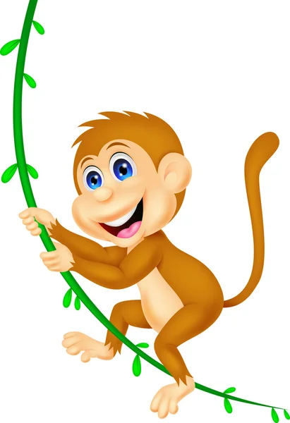 Cute monkey swinging — Stock Vector