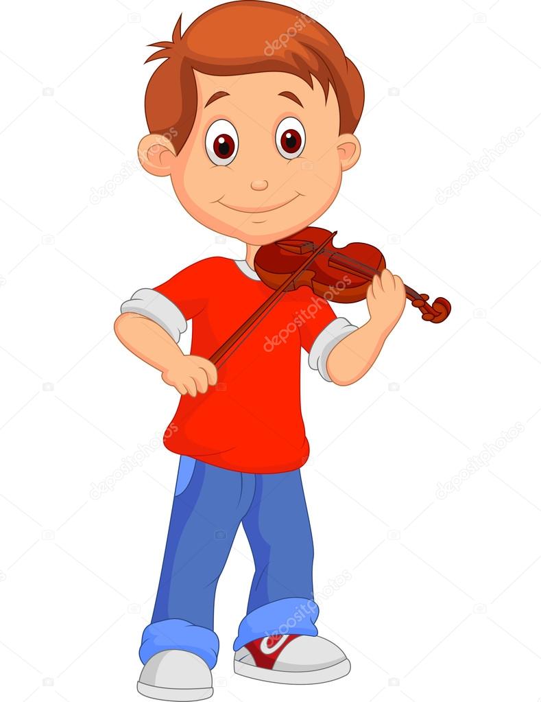 Boy playing his violin