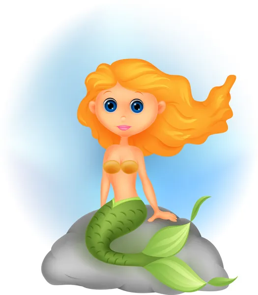 Beautiful mermaid cartoon — Stock Vector