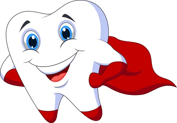 Cute tooth superhero cartoon — Stock Vector